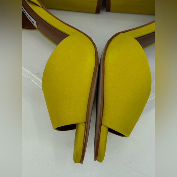 Steve Madden Serrina Yellow Nubuck Lace-Up Block Heels Wrap-Around Sandals SZ 6 - Picture 11 of 17